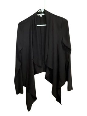 Papaya Women's Black Draped Open Front Polyester Cardigan